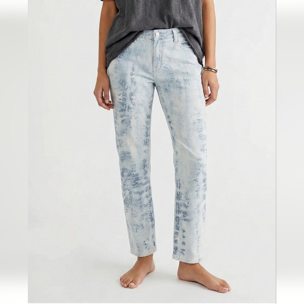 Blue Tie Dye Railroad Striped Jeans Straight Leg Streetwear Grunge 15